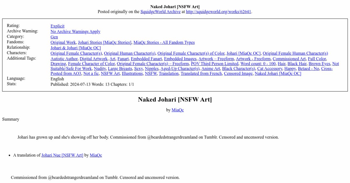 Naked Johari NSFW Art MiaQc Original Work Johari Stories MiaQc